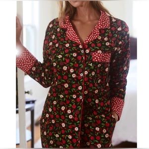 Anthropologie Printfresh Cotton Pajama Set Size XL in Apple & Polkadot Print NWT